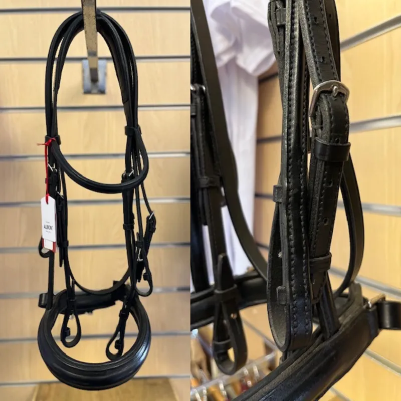 Albion Super Double Bridle with Cavesson Noseband Black - Cob